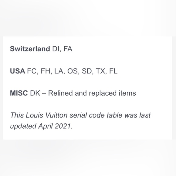 LV DATE CODE AND ORIGIN CHART - Picture 13 of 14